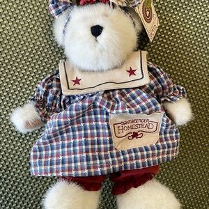 Longaberger Homestead Bear with Blue and Red Outfit